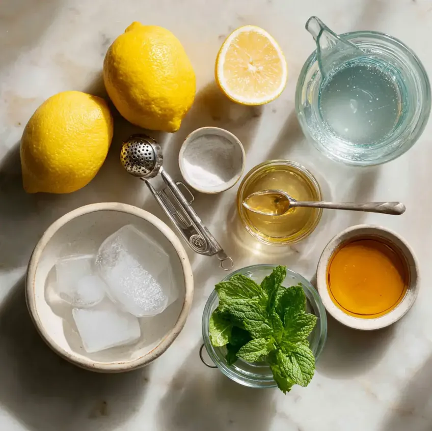 The ingredients used in the original baking soda recipe — overhead view